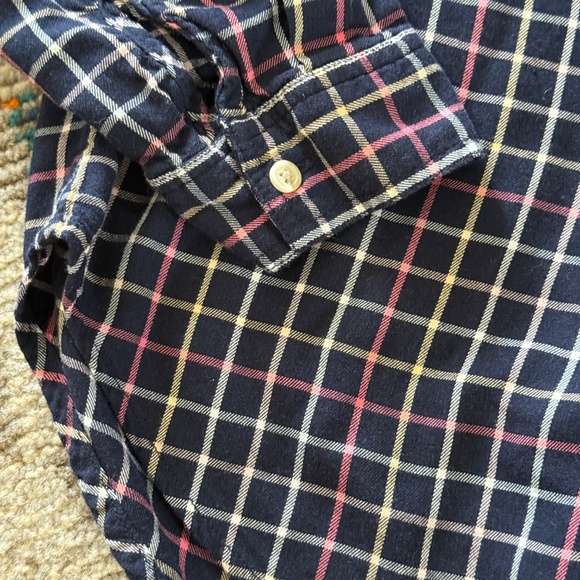 Multi color plaid ladies women long sleeve button up blouse shirt top sz medium - Picture 2 of 5